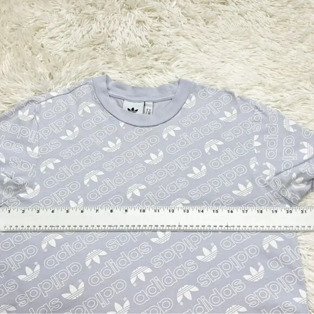Adidas Originals Monogram All Over Print‎ Tee T-Shirt Lavender Purple Small